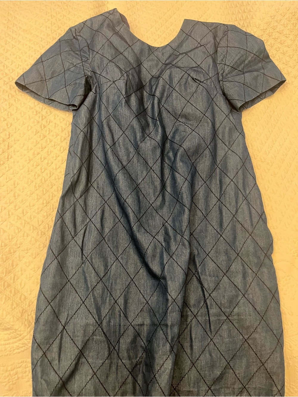 Blue Diamond-Quilted Short Sleeve Shift Dress Kate Spade size 4